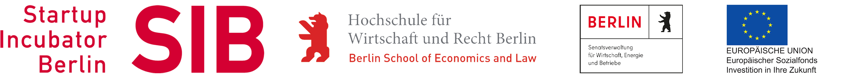 Gefördert durch: Startup Incubator Berlin, Hochschule für Wirtschaft und Recht Berlin, Senatsverwaltung Berlin und Europäische Union